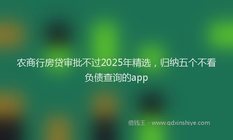 农商行房贷审批不过2025年精选，归纳五个不看负债查询的app