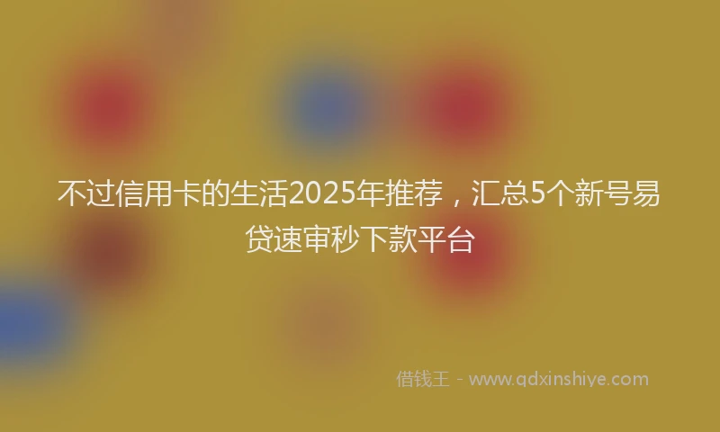 不过信用卡的生活2025年推荐，汇总5个新号易贷速审秒下款平台