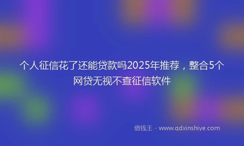 个人征信花了还能贷款吗2025年推荐，整合5个网贷无视不查征信软件