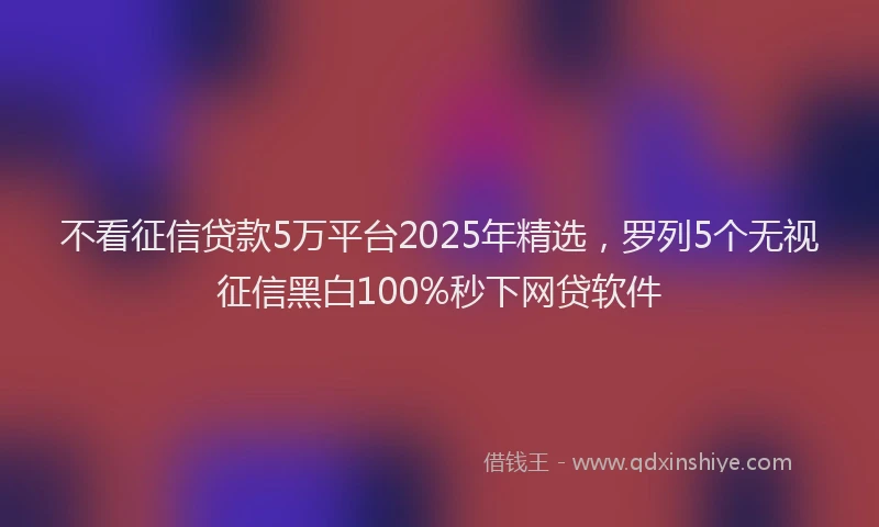 不看征信贷款5万平台2025年精选，罗列5个无视征信黑白100%秒下网贷软件