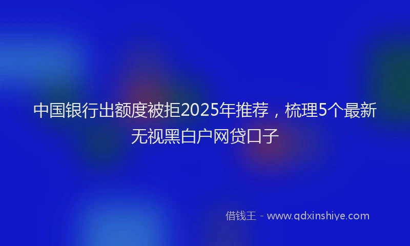 中国银行出额度被拒2025年推荐，梳理5个最新无视黑白户网贷口子