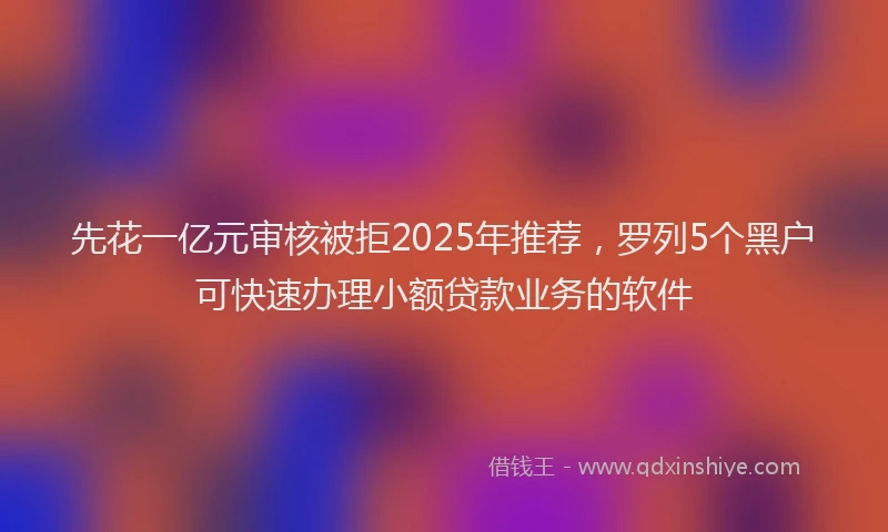 先花一亿元审核被拒2025年推荐，罗列5个黑户可快速办理小额贷款业务的软件