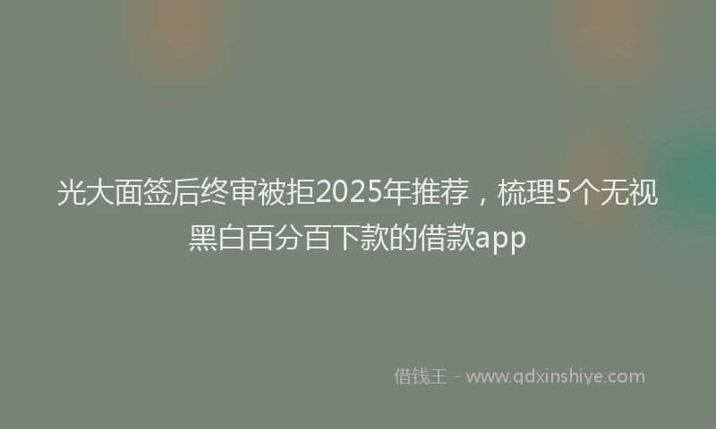 光大面签后终审被拒2025年推荐，梳理5个无视黑白百分百下款的借款app