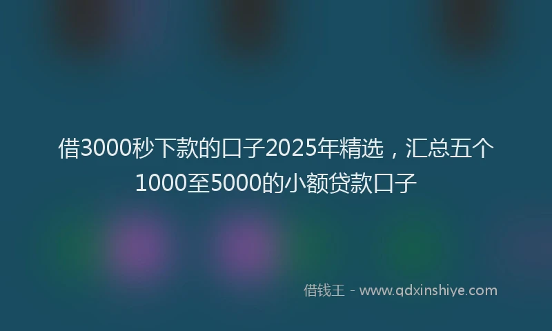借3000秒下款的口子2025年精选，汇总五个1000至5000的小额贷款口子