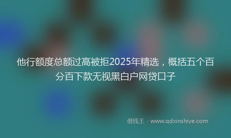 他行额度总额过高被拒2025年精选，概括五个百分百下款无视黑白户网贷口子