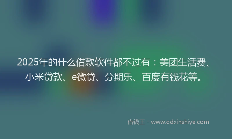 2025年的什么借款软件都不过有：美团生活费、小米贷款、e微贷、分期乐、百度有钱花等。