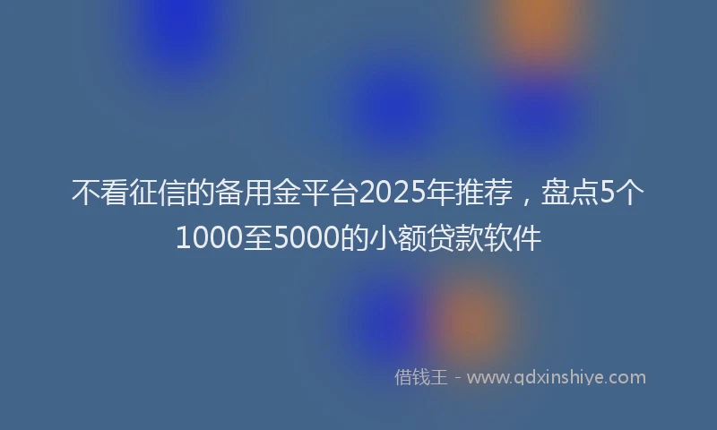 不看征信的备用金平台2025年推荐，盘点5个1000至5000的小额贷款软件