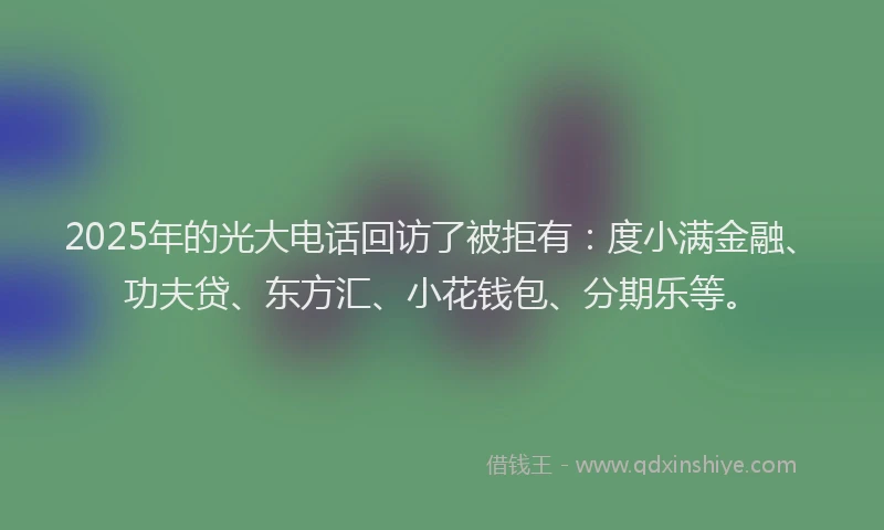 2025年的光大电话回访了被拒有：度小满金融、功夫贷、东方汇、小花钱包、分期乐等。