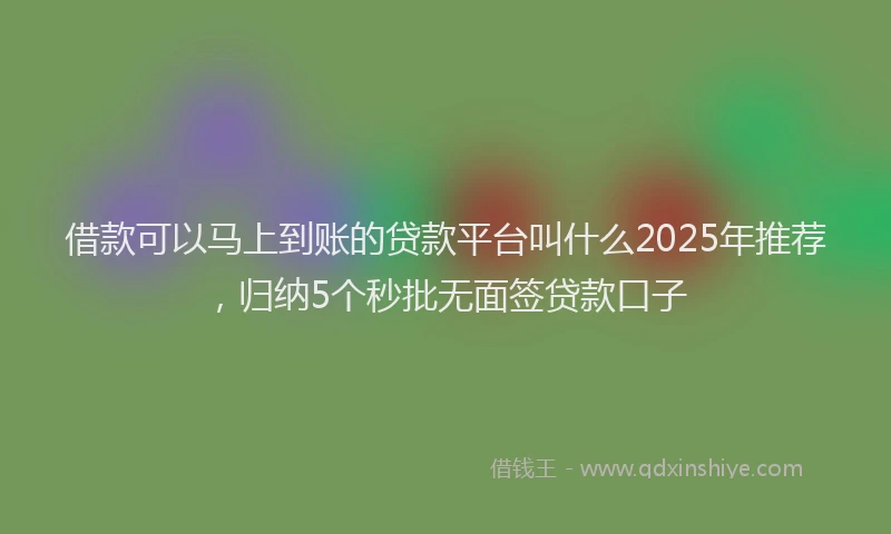 借款可以马上到账的贷款平台叫什么2025年推荐，归纳5个秒批无面签贷款口子