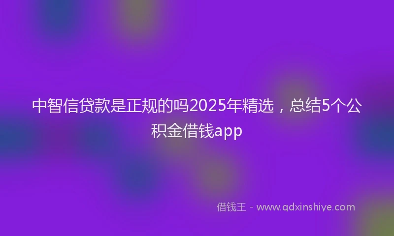 中智信贷款是正规的吗2025年精选，总结5个公积金借钱app