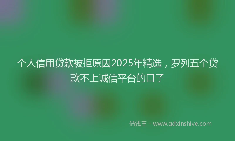 个人信用贷款被拒原因2025年精选，罗列五个贷款不上诚信平台的口子