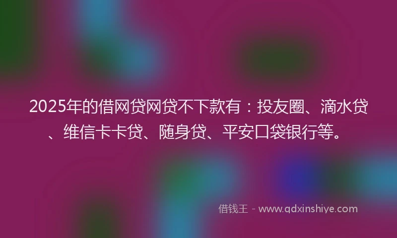 2025年的借网贷网贷不下款有：投友圈、滴水贷、维信卡卡贷、随身贷、平安口袋银行等。