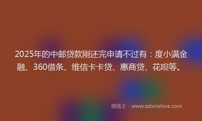 2025年的中邮贷款刚还完申请不过有：度小满金融、360借条、维信卡卡贷、惠商贷、花呗等。