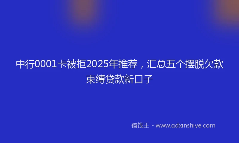 中行0001卡被拒2025年推荐，汇总五个摆脱欠款束缚贷款新口子