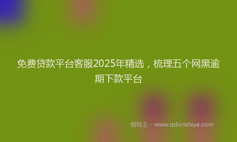 免费贷款平台客服2025年精选，梳理五个网黑逾期下款平台