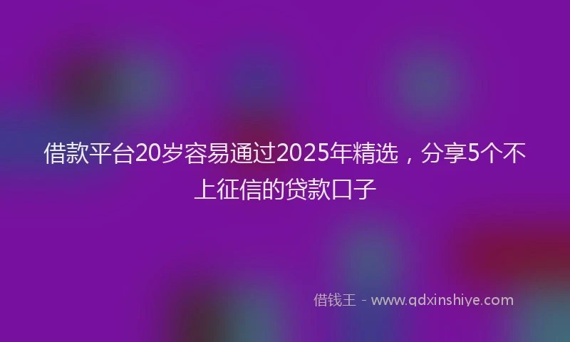 借款平台20岁容易通过2025年精选，分享5个不上征信的贷款口子