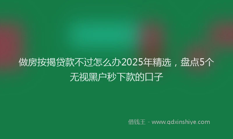 做房按揭贷款不过怎么办2025年精选，盘点5个无视黑户秒下款的口子