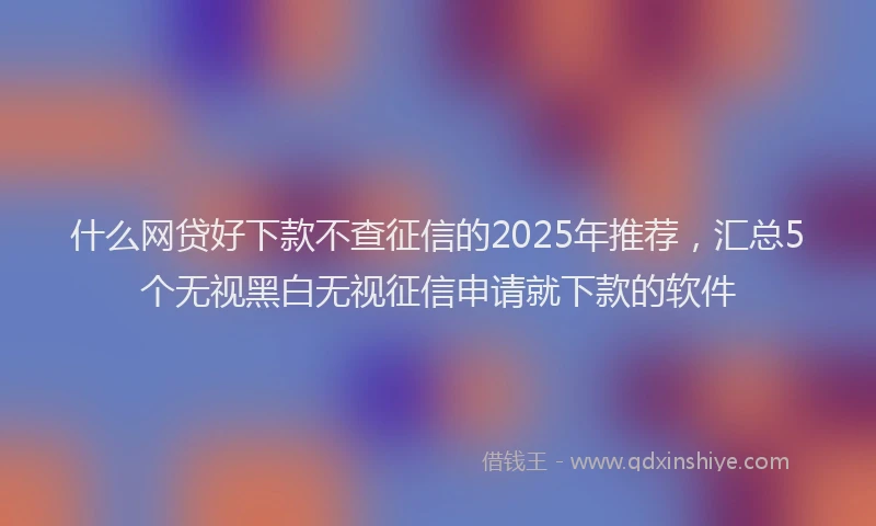 什么网贷好下款不查征信的2025年推荐，汇总5个无视黑白无视征信申请就下款的软件