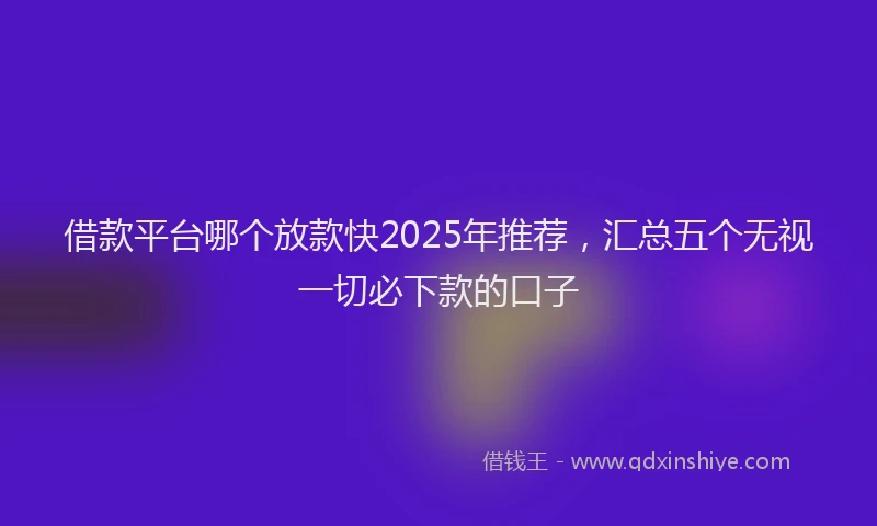 借款平台哪个放款快2025年推荐，汇总五个无视一切必下款的口子