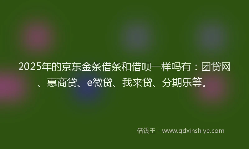 2025年的京东金条借条和借呗一样吗有：团贷网、惠商贷、e微贷、我来贷、分期乐等。