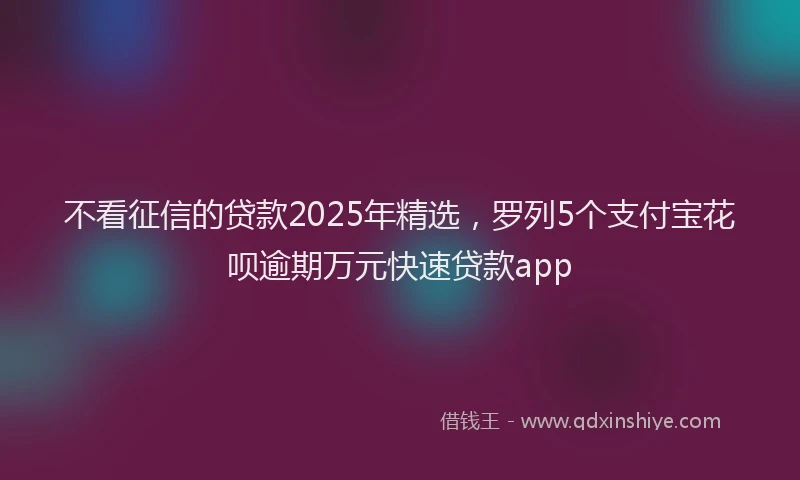 不看征信的贷款2025年精选，罗列5个支付宝花呗逾期万元快速贷款app