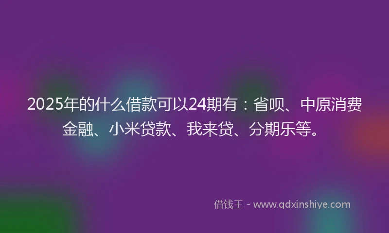 2025年的什么借款可以24期有：省呗、中原消费金融、小米贷款、我来贷、分期乐等。
