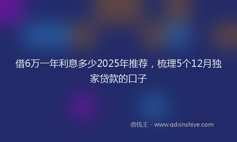 借6万一年利息多少2025年推荐，梳理5个12月独家贷款的口子