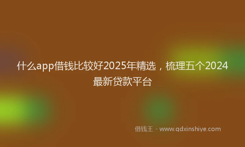 什么app借钱比较好2025年精选，梳理五个2024最新贷款平台