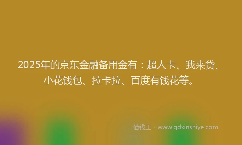 2025年的京东金融备用金有：超人卡、我来贷、小花钱包、拉卡拉、百度有钱花等。