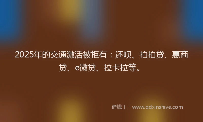 2025年的交通激活被拒有：还呗、拍拍贷、惠商贷、e微贷、拉卡拉等。