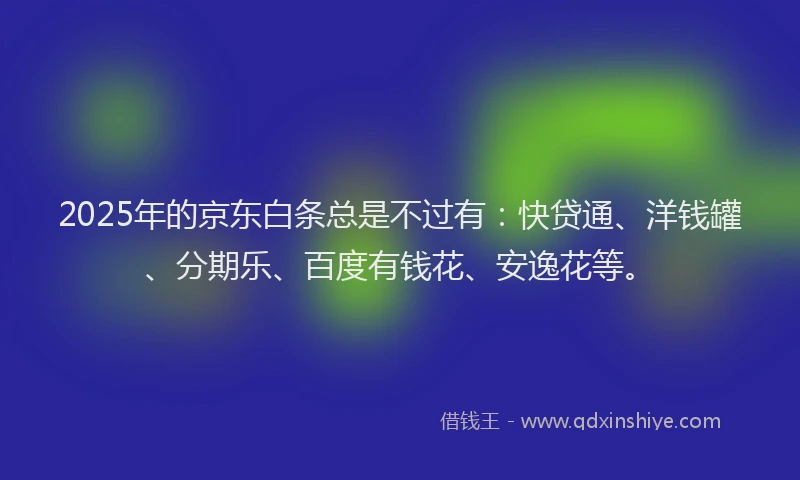 2025年的京东白条总是不过有：快贷通、洋钱罐、分期乐、百度有钱花、安逸花等。
