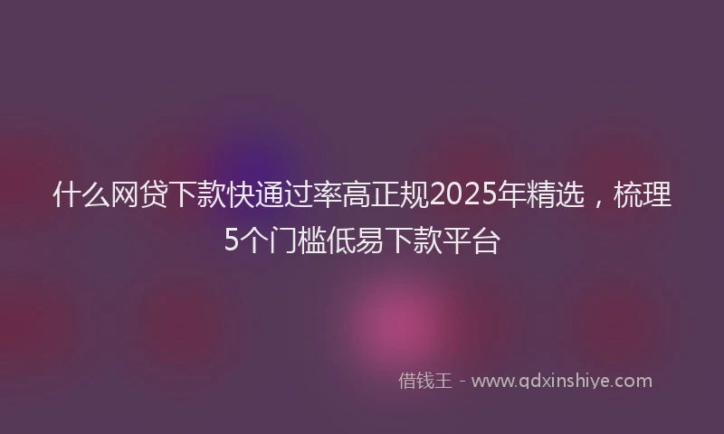 什么网贷下款快通过率高正规2025年精选，梳理5个门槛低易下款平台