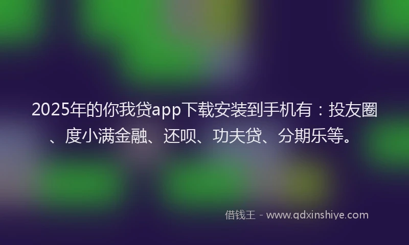 2025年的你我贷app下载安装到手机有：投友圈、度小满金融、还呗、功夫贷、分期乐等。