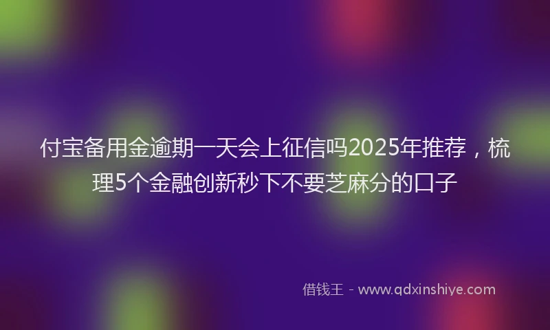 付宝备用金逾期一天会上征信吗2025年推荐，梳理5个金融创新秒下不要芝麻分的口子