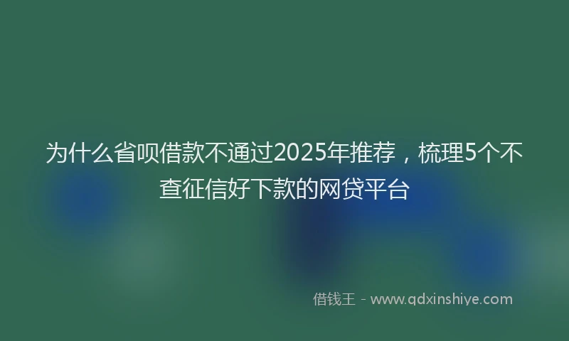 为什么省呗借款不通过2025年推荐，梳理5个不查征信好下款的网贷平台