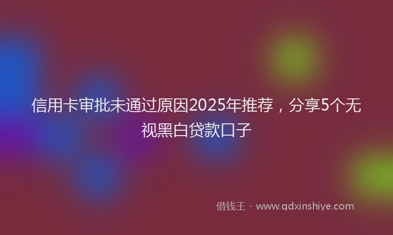 信用卡审批未通过原因2025年推荐，分享5个无视黑白贷款口子