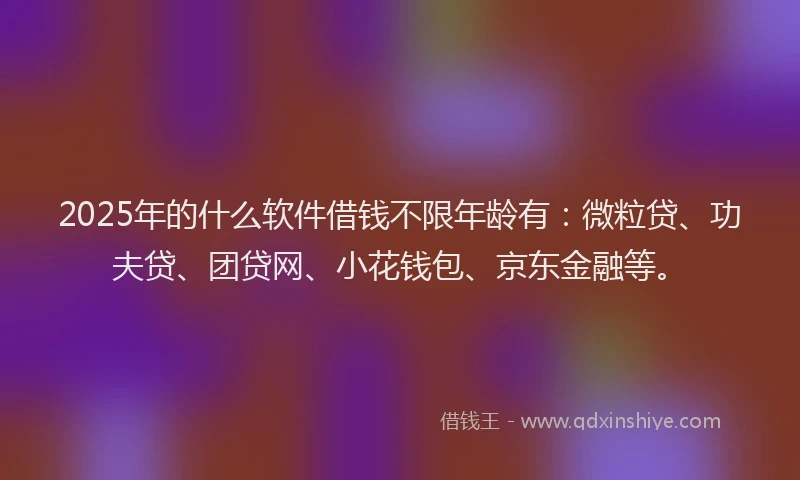 2025年的什么软件借钱不限年龄有：微粒贷、功夫贷、团贷网、小花钱包、京东金融等。