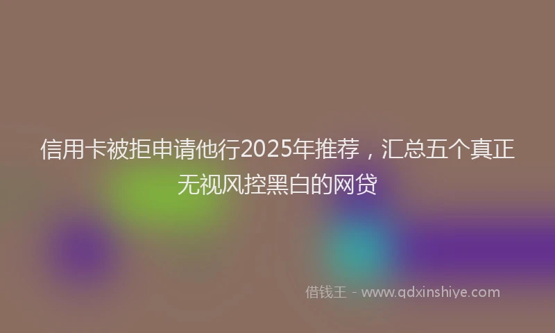 信用卡被拒申请他行2025年推荐，汇总五个真正无视风控黑白的网贷