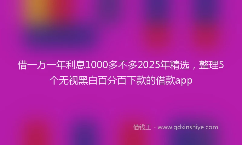 借一万一年利息1000多不多2025年精选，整理5个无视黑白百分百下款的借款app