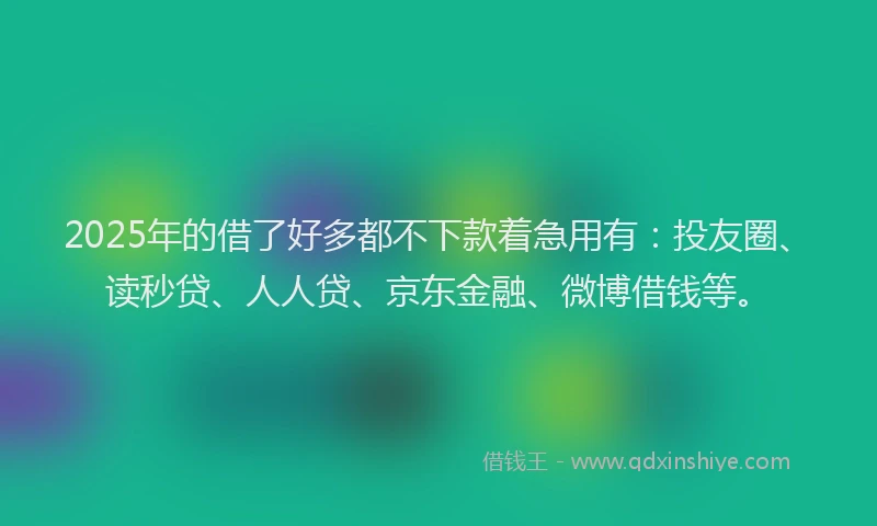 2025年的借了好多都不下款着急用有：投友圈、读秒贷、人人贷、京东金融、微博借钱等。