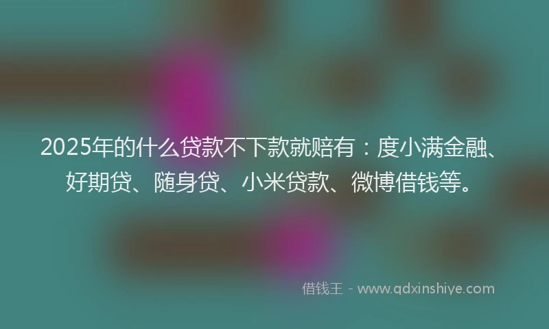 2025年的什么贷款不下款就赔有：度小满金融、好期贷、随身贷、小米贷款、微博借钱等。