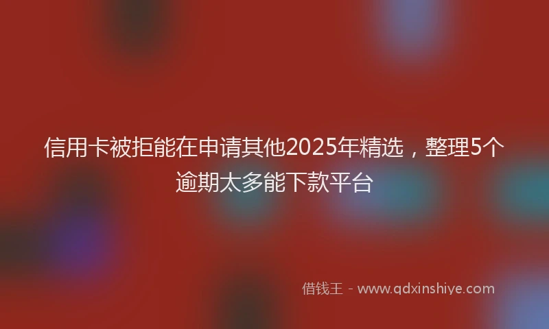 信用卡被拒能在申请其他2025年精选，整理5个逾期太多能下款平台