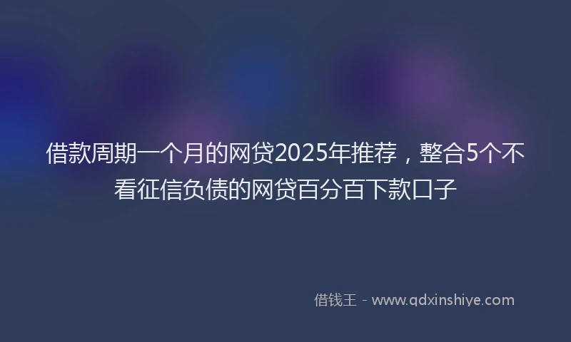 借款周期一个月的网贷2025年推荐，整合5个不看征信负债的网贷百分百下款口子