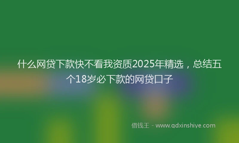 什么网贷下款快不看我资质2025年精选，总结五个18岁必下款的网贷口子