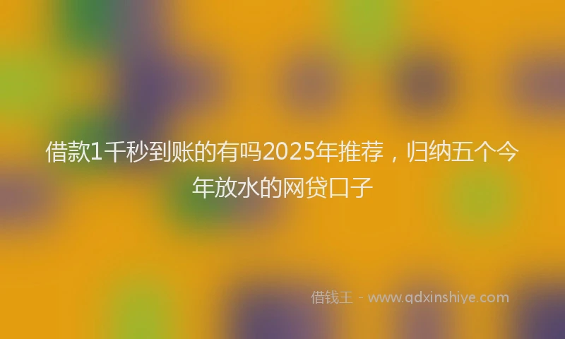 借款1千秒到账的有吗2025年推荐，归纳五个今年放水的网贷口子