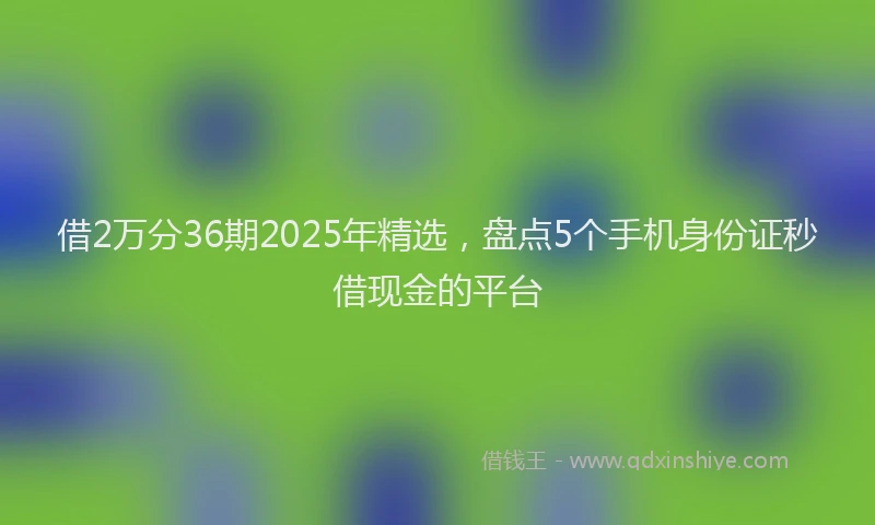 借2万分36期2025年精选，盘点5个手机身份证秒借现金的平台