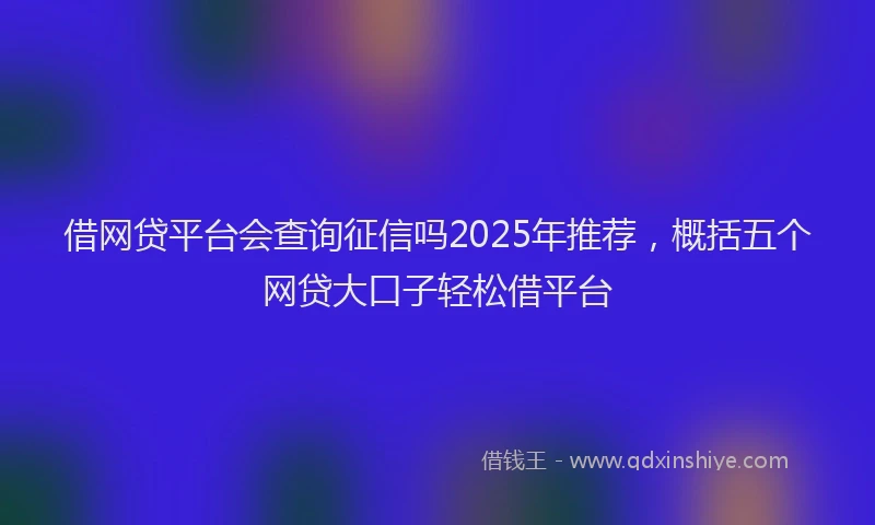 借网贷平台会查询征信吗2025年推荐，概括五个网贷大口子轻松借平台