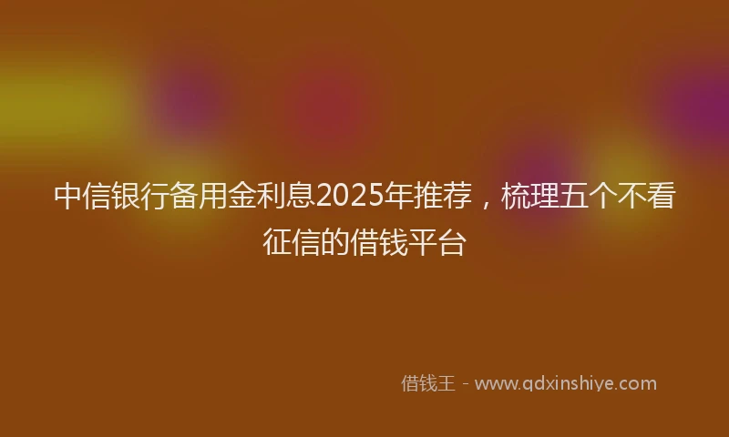 中信银行备用金利息2025年推荐，梳理五个不看征信的借钱平台