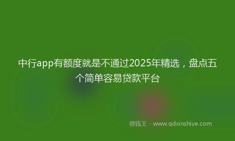 中行app有额度就是不通过2025年精选，盘点五个简单容易贷款平台