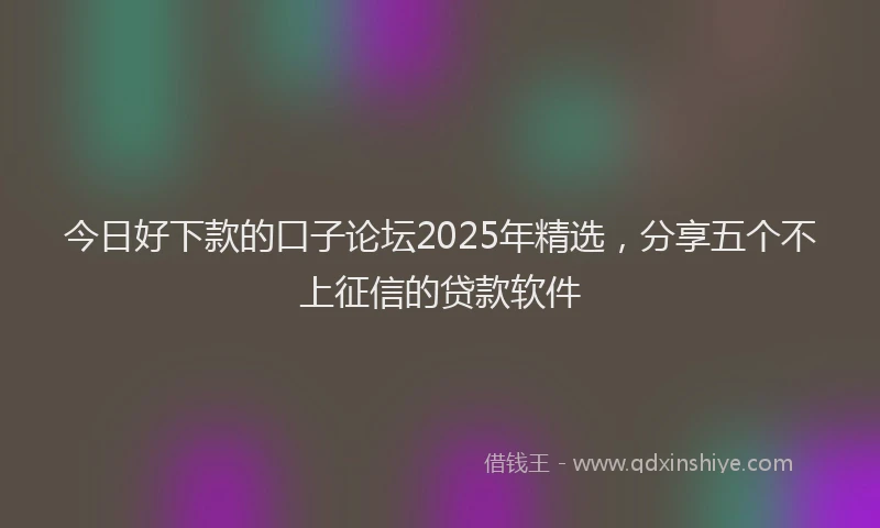 今日好下款的口子论坛2025年精选，分享五个不上征信的贷款软件